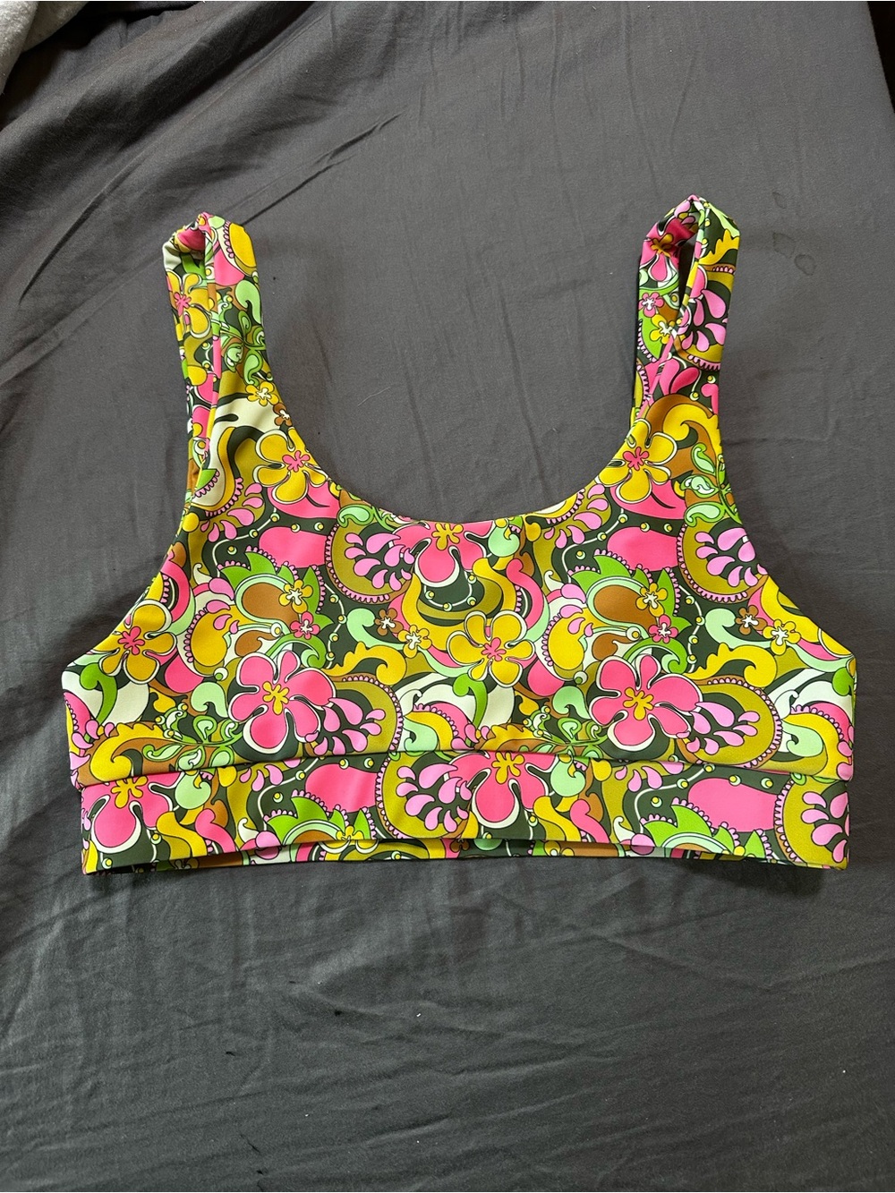 Kulani Kinis Pink Yellow Green Floral Scoop Crop Top, NEVER WORN- NWOT